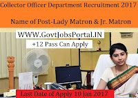 Collector Office Recruitment For 71 Matron Posts 2017