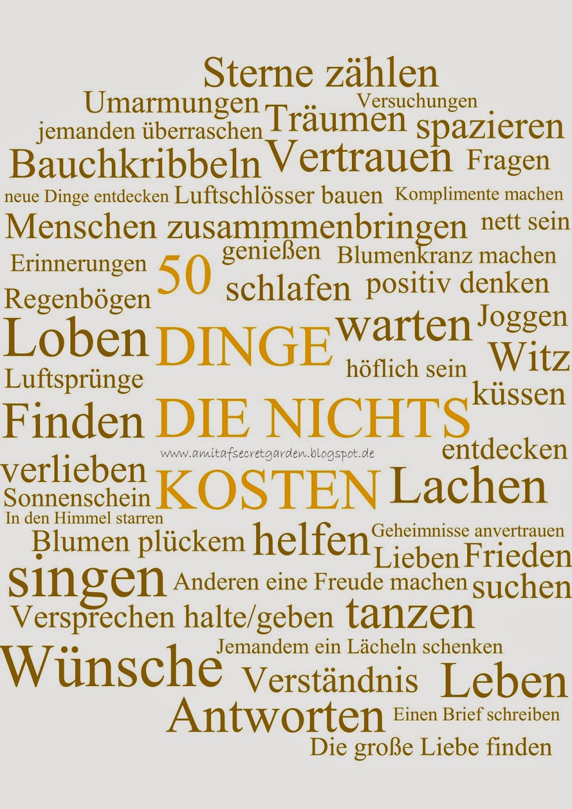 25 Dinge Die Glücklich Machen Aber Nichts Kosten the story goes on: 50 Dinge die nichts kosten
