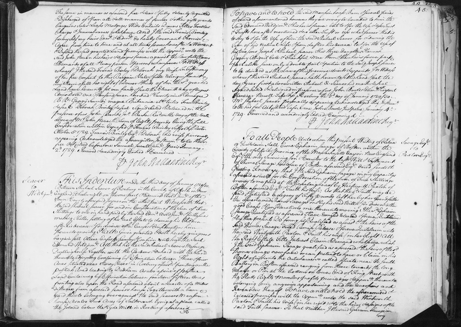 GeneaMusings Amanuensis Monday Deed Records for Shubael Seaver