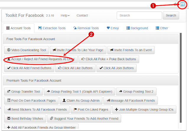 Click on accept /reject all friends accept-all-friends