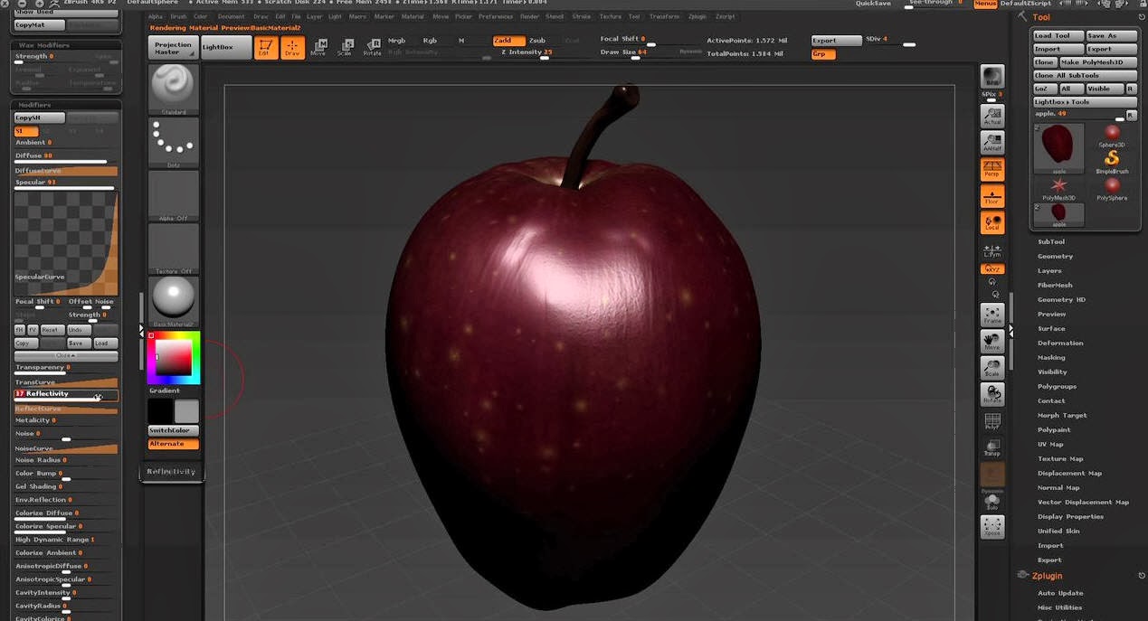 how to restore standart materials on zbrush