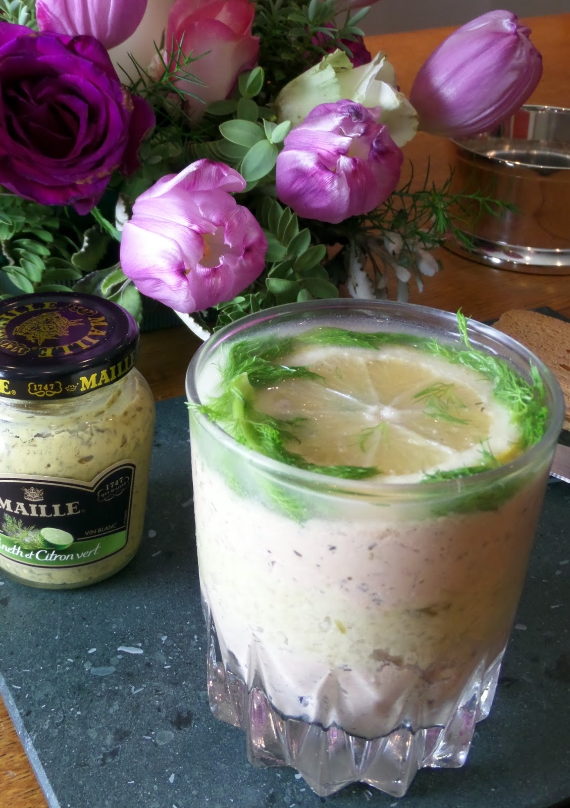 PEBBLE SOUP Salmon Verrine with Dill & Lime Mustard and Fennel Mousse