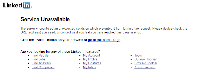LinkedIn - 503: Service Unavailable