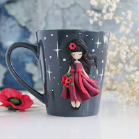 Tazas decoradas con arcilla polimérica o porcelana fría