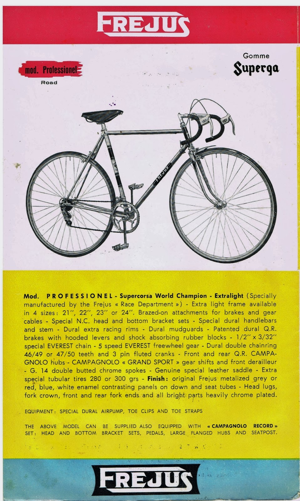 THE FLYING WHEEL EARLY 1960's FREJUS CATALOGUE AND KOLBET