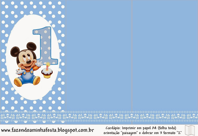 Mickey Primer Año con Lunares: Imprimibles Gratis para Fiestas.