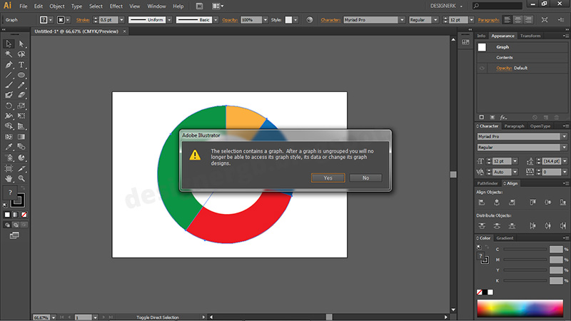 designerk 3D Yüzük Pasta Grafiği Oluşturma Create 3D Ring Pie Chart