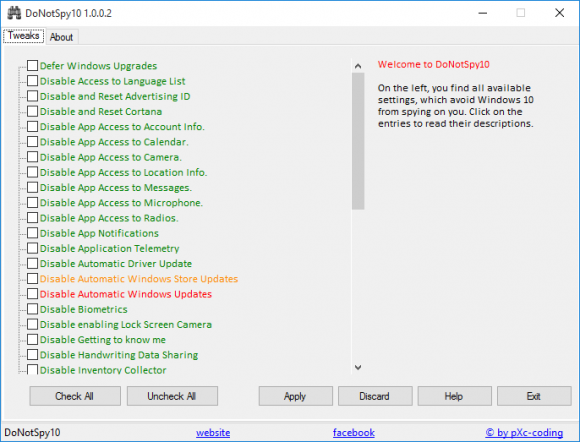 أفضل 3 برامج لتغيير الإعدادات في Windows 10 بسرعة 3. DoNotSpy10