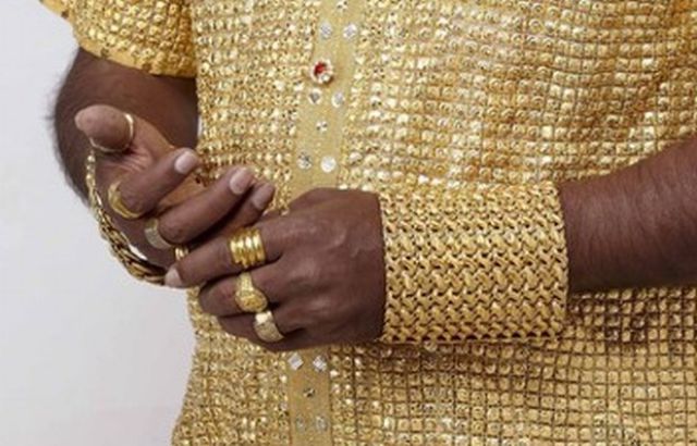 golden shirt black pant