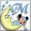 Alfabeto de Mickey Bebé durmiendo en la luna M.