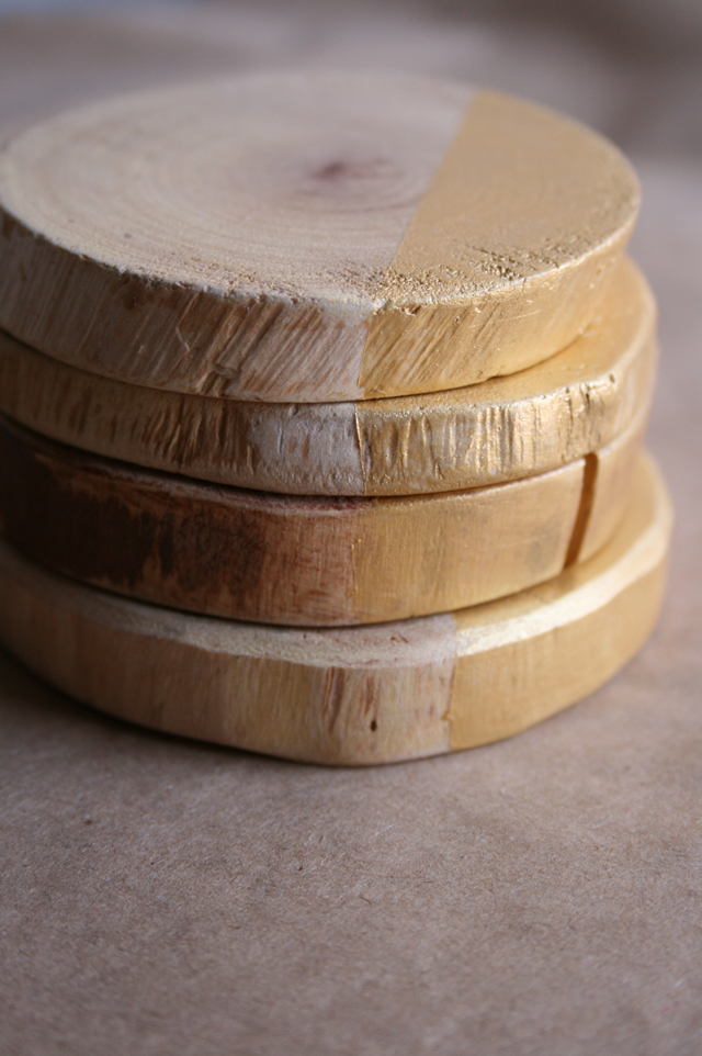 And your bird can sing {diy} gold + wood coasters