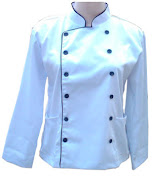 Baju chef atau koki dewasa putih tangan panjang + topi