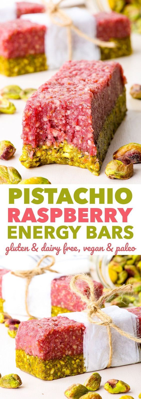 Pistachio Raspberry Energy Bars (Vegan + Paleo) #pistachio #raspberry #energy #bars #vegan #paleo #healthyrecipes #healthyfood #healthysnacks