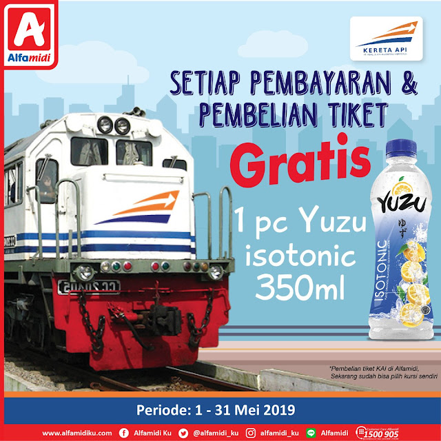 #Alfamidi - #Promo Bayar & Beli Tiket KAI Gratis 1pc YUZU Isotonic 350ml (s.d 31 Mei 2019) #Alfamidi - #Promo Bayar & Beli Tiket KAI Gratis 1pc YUZU Isotonic 350ml (s.d 31 Mei 2019)