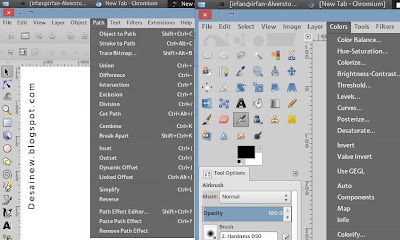 Tampilan menu tanpa icon di Inkscape dan Gimp