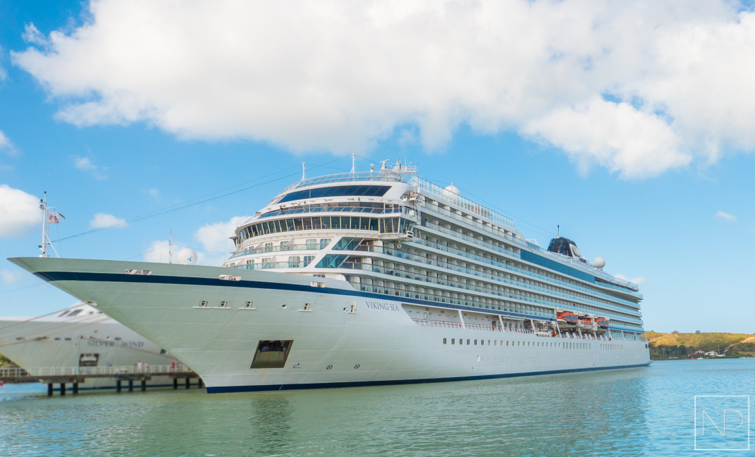 The Viking Sea docked in Antigua