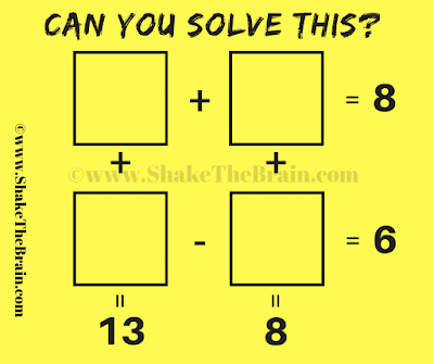A + B = 8, C - D = 6, A + C = 13 and B +D =8. Can you solve for A, B, C and D?