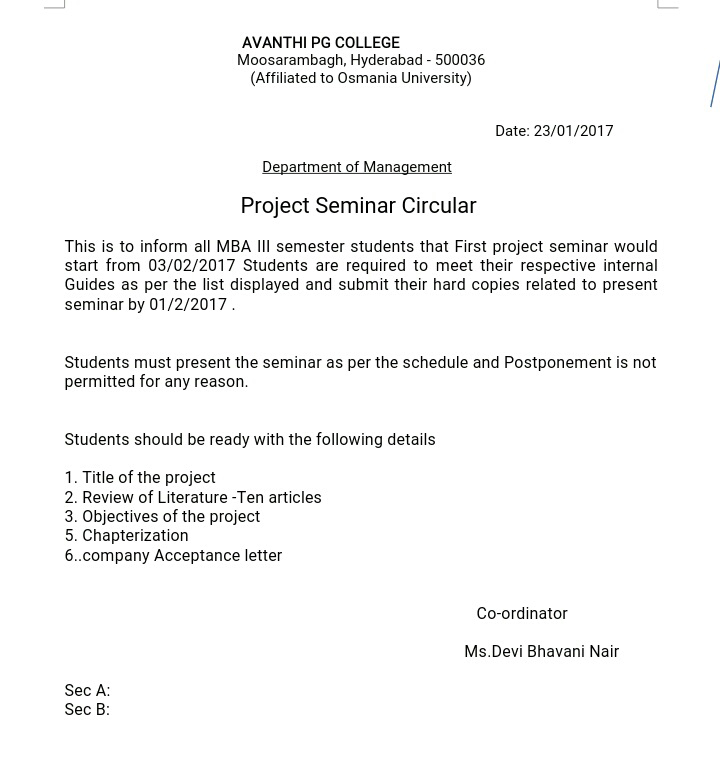 Students Kingdom Project Seminar Circular