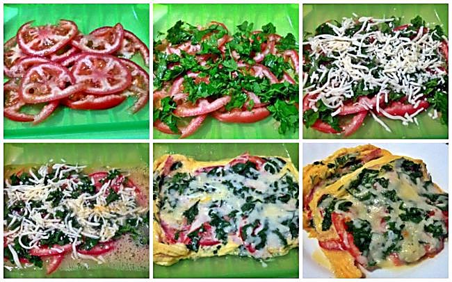 Preparación de la tortilla de tomate, queso y perejil con Lékué