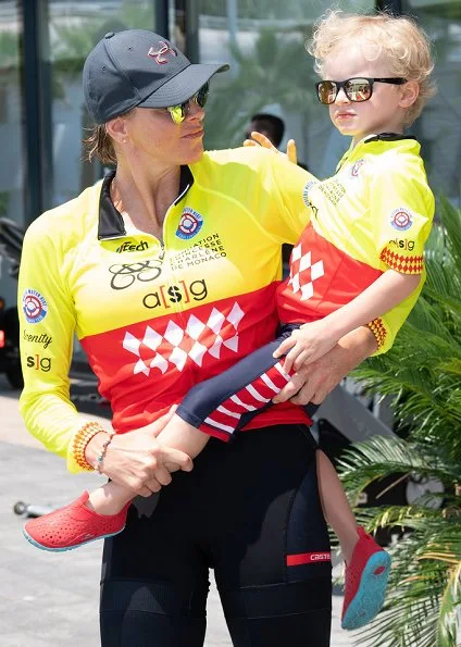 Prince Albert, Princess Charlene, Crown Prince Jacques of Monaco and Pierre Casiraghi attended the Riviera Water Bike Challenge 2018