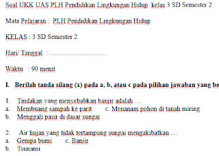 Contoh Soal UKK PLH Kelas 3 SD: Membangun Kesadaran Lingkungan Sejak Dini