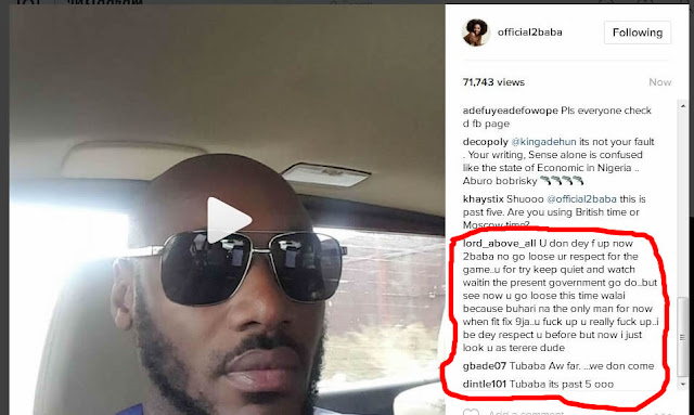 Nigerian Fans Blast 2face Over Nationwide Protest On Instagram
