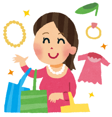 ショッピングのイラスト「買い物をしている女性」