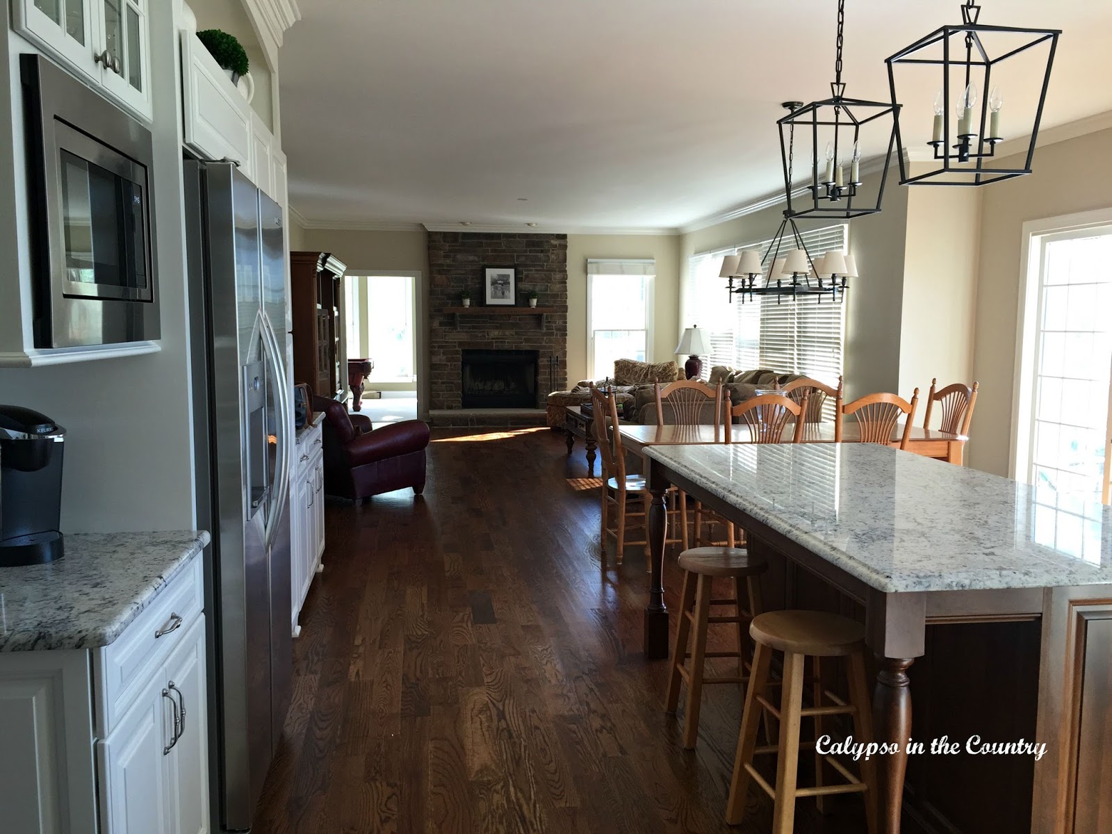 Kitchen Island and view to family room