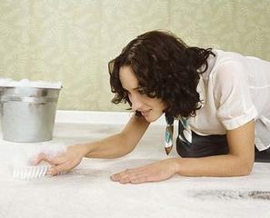 Woman Cleaning Carpet Stains