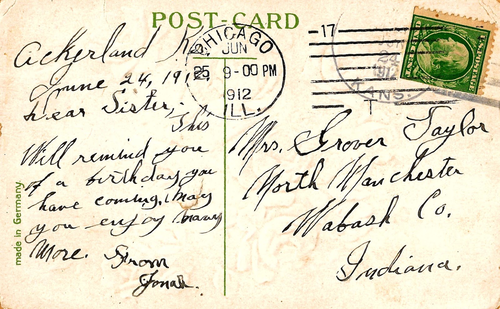 Antique Images Digital Postcard Back Image Handwritten Vintage 1912
