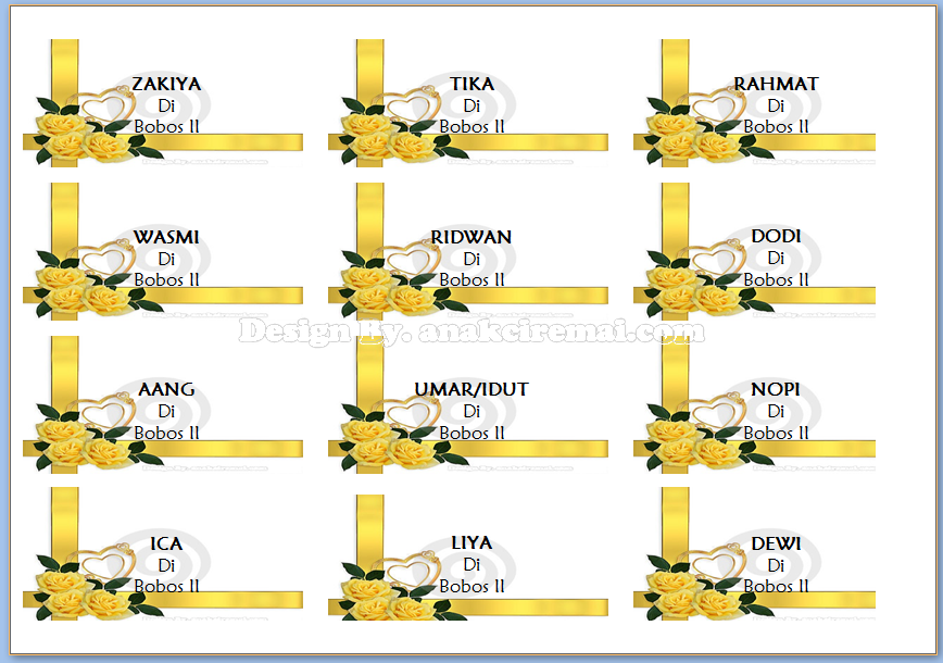 Label Undangan Unik Dengan Background Gambar Bunga Anakciremai