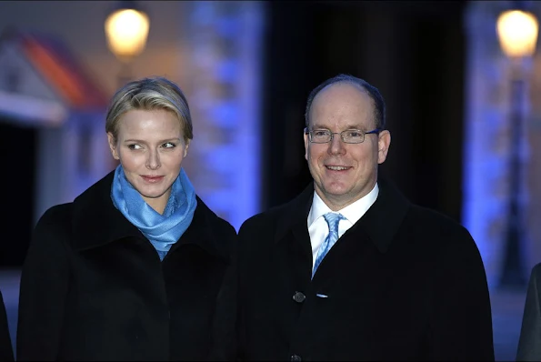 Prince Albert and Princess Charlene attended the "Push the button, Palace in blue" event as part of the World Autism