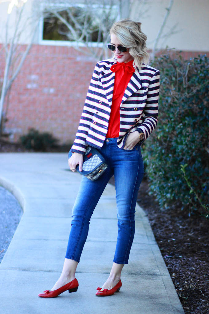 Belle de Couture: Cropped Denim + Striped Blazer