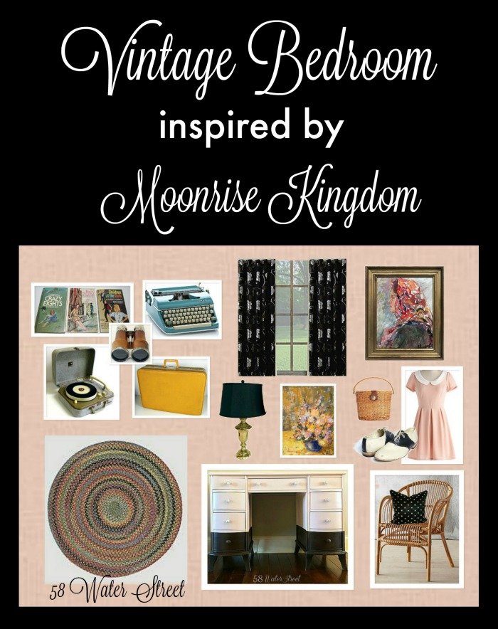 58 Water Street: Vintage Bedroom Inspired by Moonrise Kingdom design board Wes Anderson