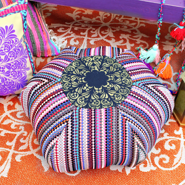 Mark Montano Boho Rag Rug Floor Pouf