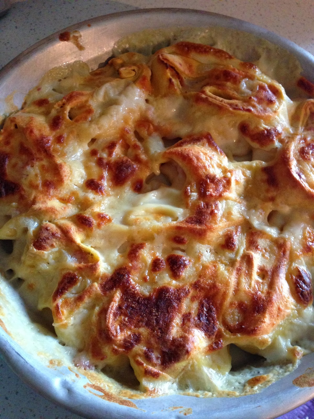 rosette di pasta di mais alla crema di patate e prosciutto