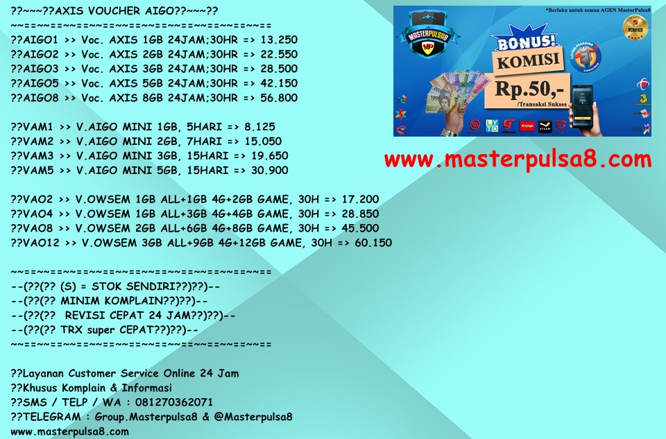 VOUCHER AXIS Distributor Dan Agen Server Pulsa Murah All