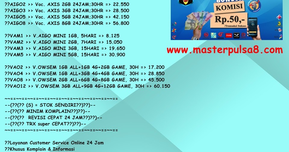 VOUCHER AXIS Distributor Dan Agen Server Pulsa Murah All