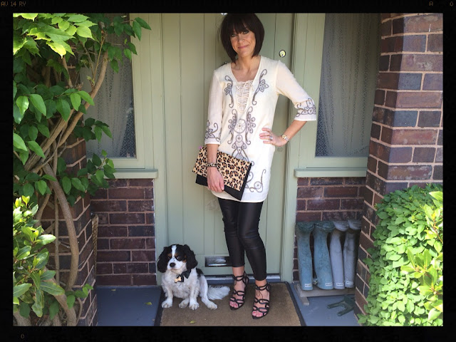 la Redoute Long Sleeved Dress With Embroidery and Studs My Midlife Fashion, Leather Leggings, Sandals, Leopard Print, Animal Print, Zara