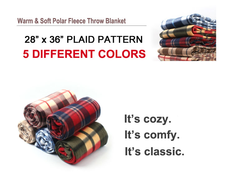 New Soft Polar Fleece Throw Blanket  28/" x 36/" Classic Plaid Pattern 5 colors