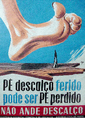 Kampagne gegen das Barfußgehen in Portugal