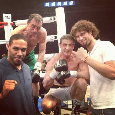 Robert de Niro and Sylvester Stallone on the set of Grudge Match