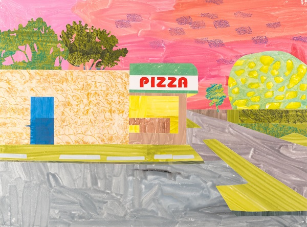 "Pizza - Roccos, West St Paul" - by Carolyn Swiszcz, 2017 - Watercolor monoprint | bellas obras de arte pop "Pizza - Roccos, West St Paul" - by Carolyn Swiszcz, 2017 - Watercolor monoprint | obra de arte pop, imagenes bonitas, bellas, hermosas.