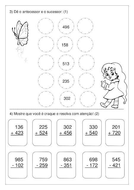 AVALIAÇÃO DE MATEMÁTICA 3o ANO 1o BIMESTRE