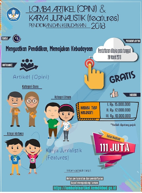 Dalam rangka memperingati hari pendidikan nasional LOMBA FOTO, ARTIKEL, DAN KARYA JURNALISTIK KEMENDIKBUD 2018