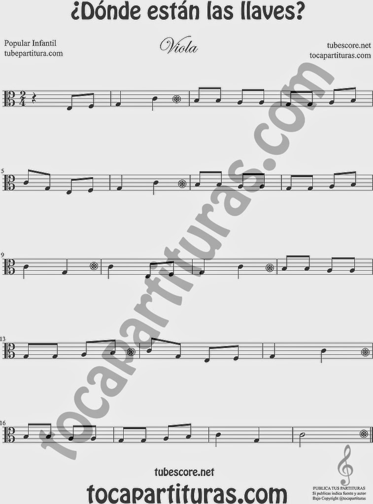  ¿Dónde están las llaves? Partitura de Viola Sheet Music for Viola Music Score
