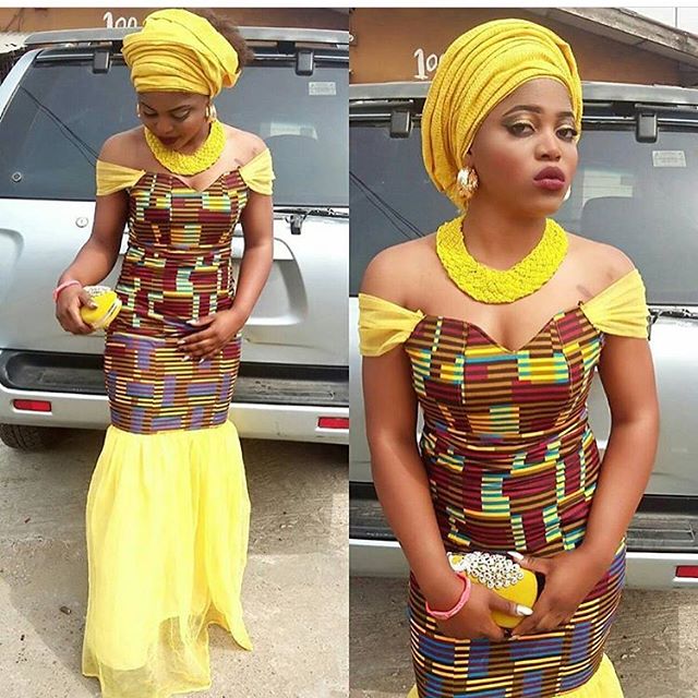 ankara collar gown