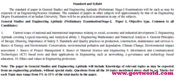 UPSC ESE Syllabus 2017