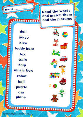 Toys vocabulary matching worksheet