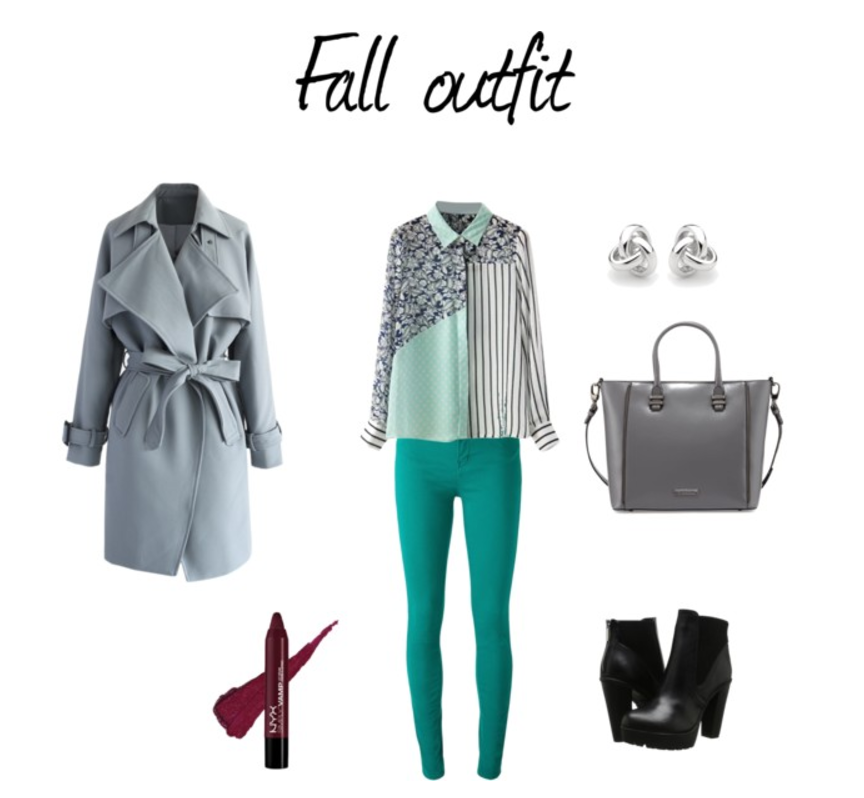 Jesienna stylizacja z trenczem i zielonymi rurkami